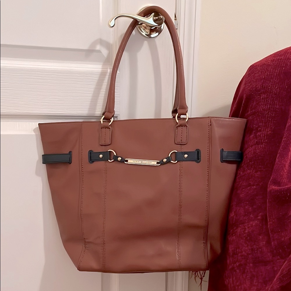 Tommy Hilfiger LEATHER Large Brown Tote Bag